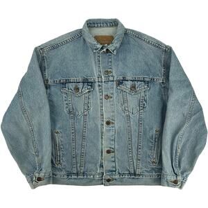 VTG 90s Men's Rose Levi's Type 3 Orange Tab Blue Denim Trucker Jacket XL 57508